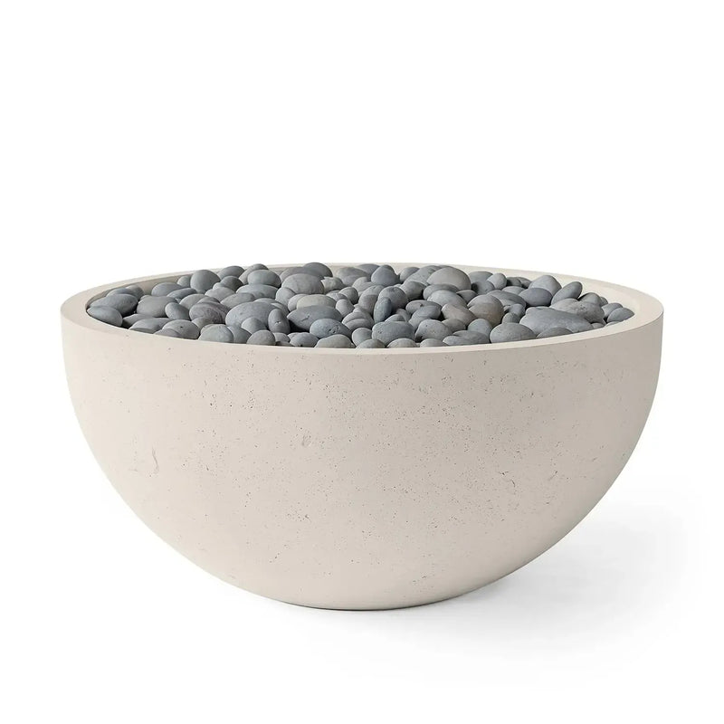 Dekko Dekko Serenade Concrete Fire Bowl 40" Clay / Slate Beachstone Firepit Table Round