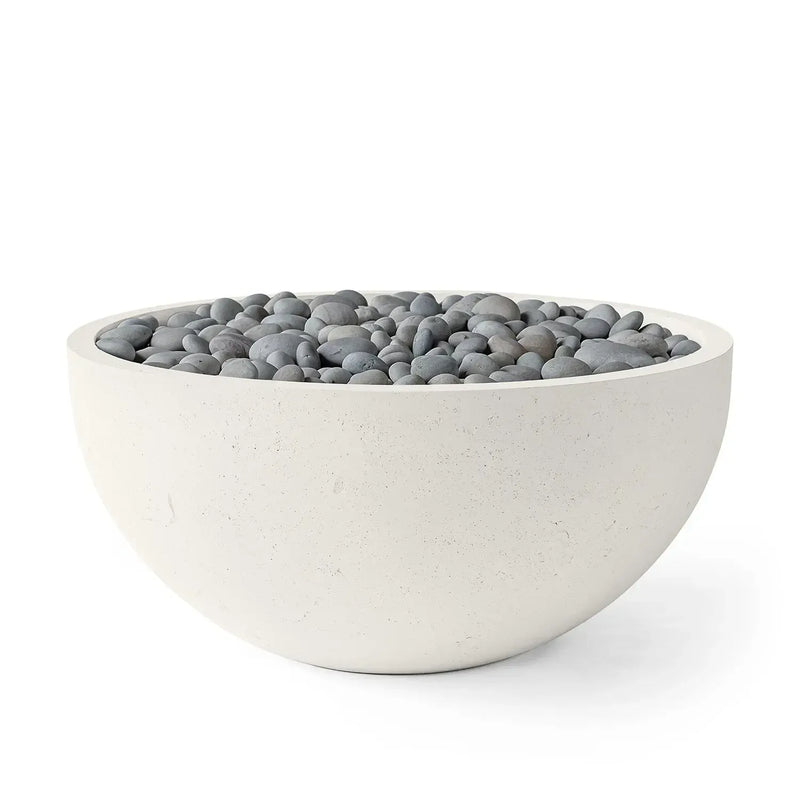 Dekko Dekko Serenade Concrete Fire Bowl 40" Limestone / Slate Beachstone Firepit Table Round