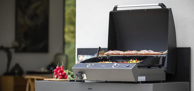 ENO ENO La Plancha Bergerac 2400 Cargo Grey 3-Season 2-Burner Gas Griddle Propane/Natural Gas / Black 531432704801 Countertop Gas Griddle 3224780038726