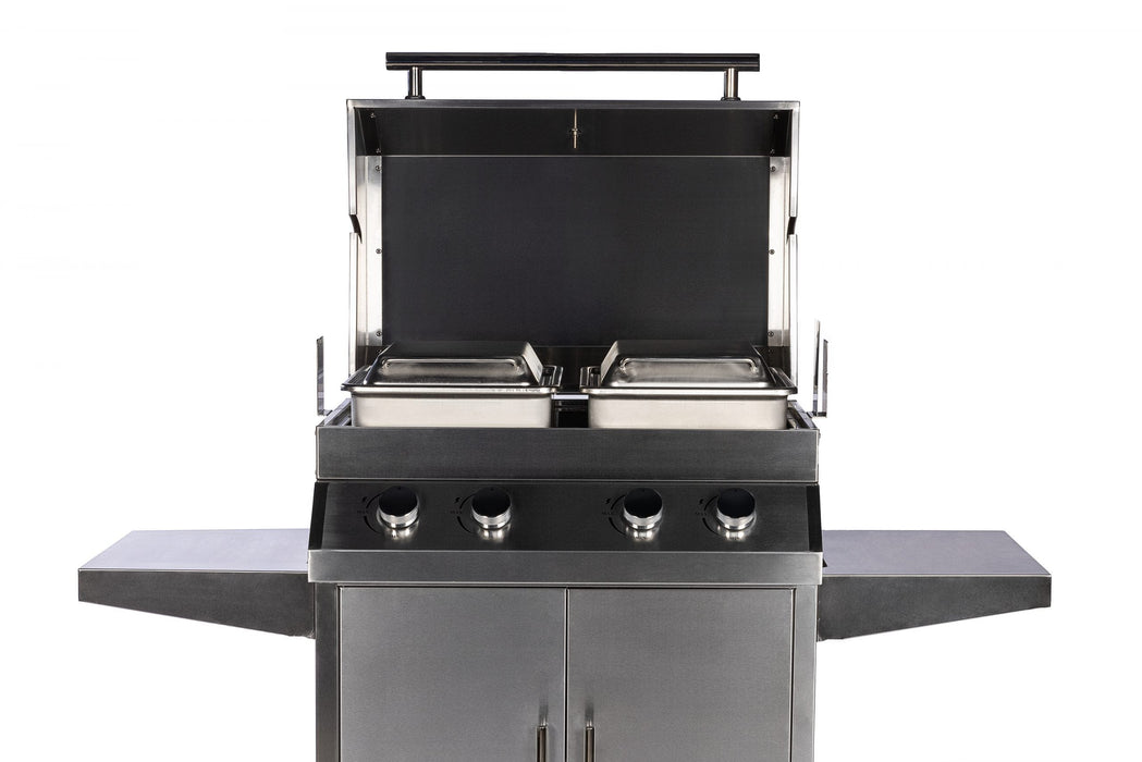 Father's Cooker Father's Cooker Multi-Fuel BBQ Propane, Charcoal & Wood Propane | Charcoal | Wood | Wood Chips / Stainless Steel KY01 Freestanding Gas Grill