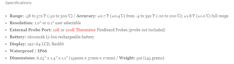 FireBoard Fireboard Spark Digital Thermometer FBXIR Accessory Thermometer Wireless