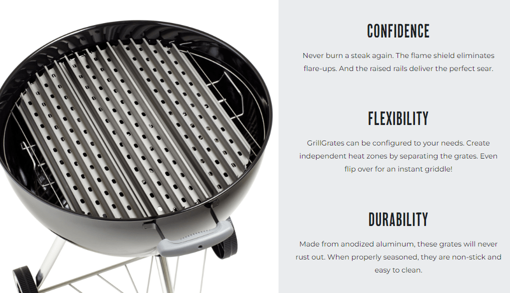 GrillGrate HALF GrillGrate Set for the 26.75" Weber Kettle & 24" Weber Summit Charcoal RBGEXLHALF Part Cooking Grate, Grid & Grill 753182600925