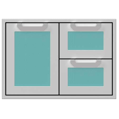 Hestan Hestan 30" Double Drawer and Door Storage Combo Bora Bora Turquoise AGSDR30-TQ Outdoor Kitchen Door, Drawer & Cabinet