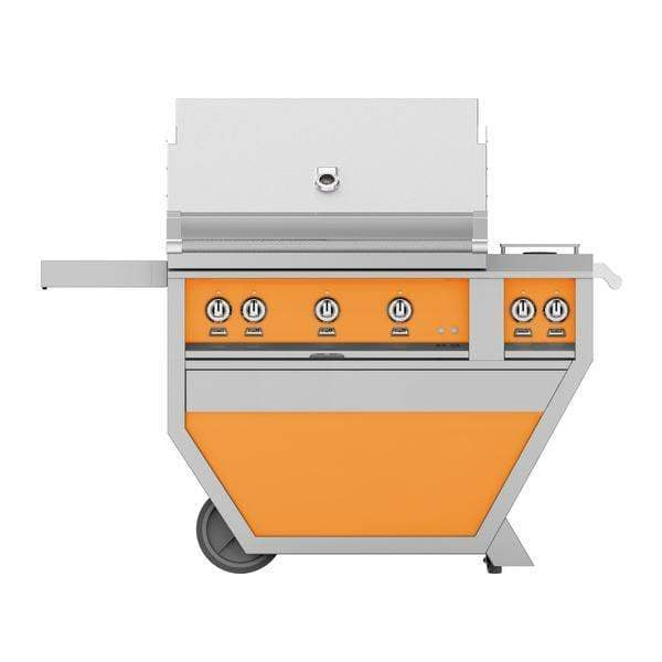 Hestan Hestan 36" Deluxe Grill with Double Side Burner Citra Orange / Natural Gas / 0 GABR36CX2-NG-OR Freestanding Gas Grill