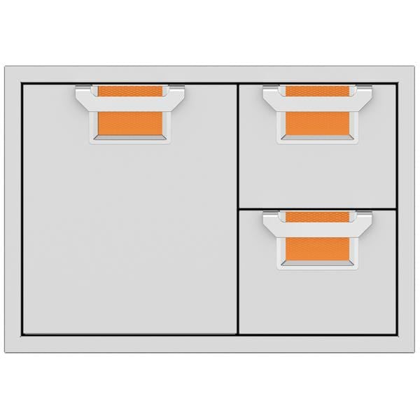 Hestan Hestan Aspire 30" Double Drawer and Door Storage Center Citra Orange AESDR30-OR Outdoor Kitchen Door, Drawer & Cabinet