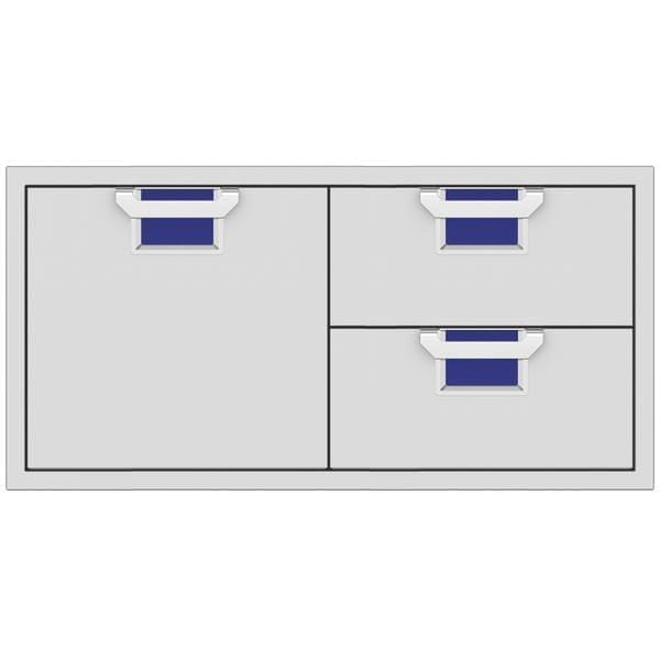 Hestan Hestan Aspire 42" Double Drawer and Door Storage Center Prince Blue AESDR42-BU Outdoor Kitchen Door, Drawer & Cabinet