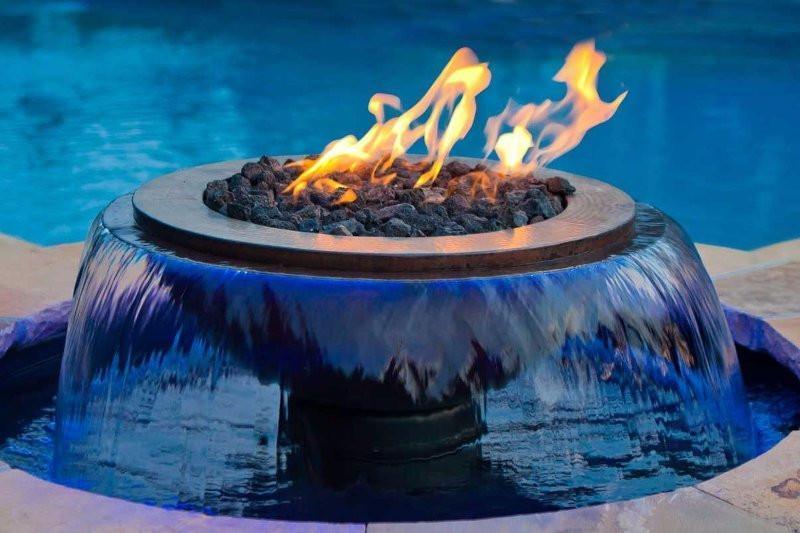 HPC HPC Evolution 360 Water Fire Feature WB52R-TEMP360-EI-NG Firepit Table Round