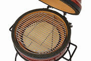 Kamado Joe Kamado Joe Jr. Ceramic Charcoal Grill & Smoker with Cast Iron Stand KJ13RH Charcoal / Red KJ13RH Portable Kamado Grill 811738020303