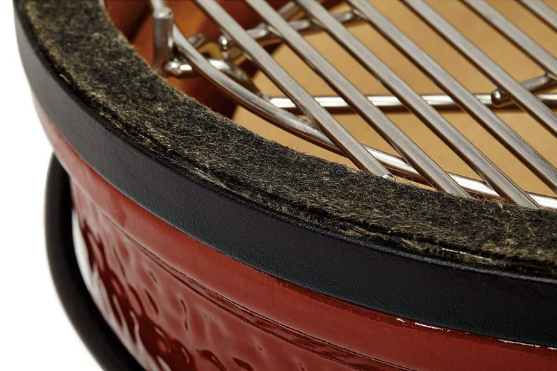Kamado Joe Kamado Joe Jr. Ceramic Charcoal Grill & Smoker with Cast Iron Stand KJ13RH Charcoal / Red KJ13RH Portable Kamado Grill 811738020303