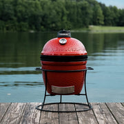 Kamado Joe Kamado Joe Jr. Ceramic Charcoal Grill & Smoker with Cast Iron Stand KJ13RH Charcoal / Red KJ13RH Portable Kamado Grill 811738020303
