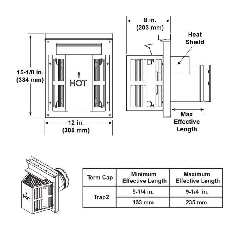 Majestic Majestic Horizontal Trapezoid Termination Kit 5 1/4 9 1/4" (133 235mm) Wall Thick SLP-TRAP2 SLP-TRAP2 Part Other
