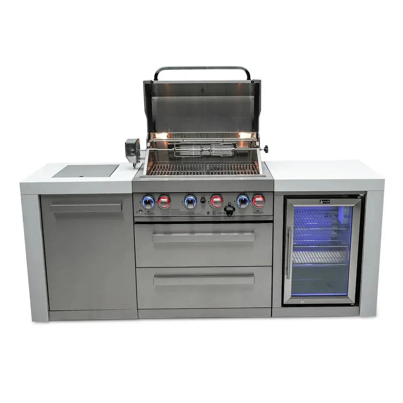 Mont Alpi Mont Alpi 4-Burner Deluxe Island with a Fridge Cabinet MAi400-DFC Outdoor Kitchen Pre-Built Bundle