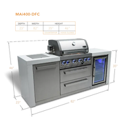 Mont Alpi Mont Alpi 4-Burner Deluxe Island with a Fridge Cabinet MAi400-DFC Outdoor Kitchen Pre-Built Bundle