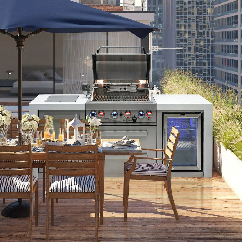 Mont Alpi Mont Alpi 4-Burner Deluxe Island with a Fridge Cabinet MAi400-DFC Outdoor Kitchen Pre-Built Bundle