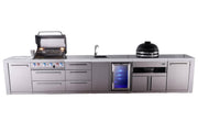 Mont Alpi Mont Alpi 4-burner deluxe series outdoor kitchen island with beverage center and kamado grill module plus extra storage drawer slides MAi400-DBEVKAMDR