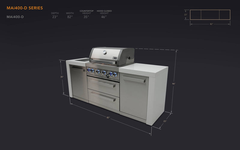Mont Alpi Mont Alpi 400 Deluxe Island MAi400-D Outdoor Kitchen Pre-Built Bundle 027829404871