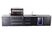 Mont Alpi Mont Alpi 6-burner black series outdoor kitchen island with beverage center and extra drawer slides cabinet module MAi805-BSSBEVDR 727252560228