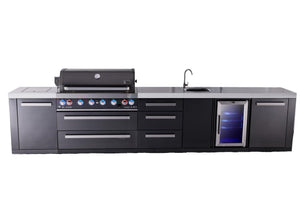 Mont Alpi Black Series 6-Burner Outdoor Kitchen with Beverage Center & Storage