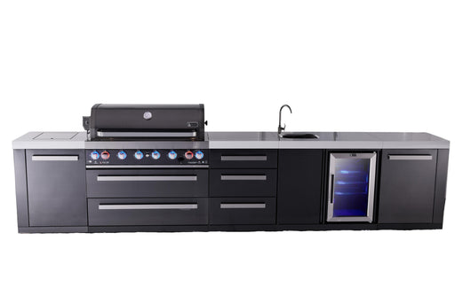 Mont Alpi Mont Alpi 6-burner black series outdoor kitchen island with beverage center and extra drawer slides cabinet module MAi805-BSSBEVDR 727252560228
