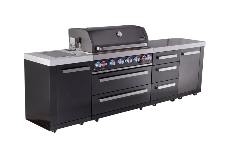 Mont Alpi Mont Alpi 6-burner black series outdoor kitchen island with extra drawer slides cabinet module MAi805-BSSDR