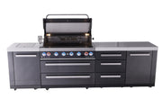 Mont Alpi Mont Alpi 6-burner black series outdoor kitchen island with extra drawer slides cabinet module MAi805-BSSDR