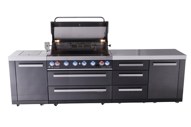 Mont Alpi Mont Alpi 6-burner black series outdoor kitchen island with extra drawer slides cabinet module MAi805-BSSDR