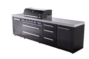 Mont Alpi Mont Alpi 6-burner black series outdoor kitchen island with extra drawer slides cabinet module MAi805-BSSDR