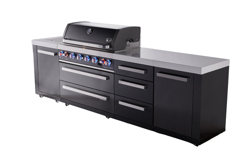 Mont Alpi Mont Alpi 6-burner black series outdoor kitchen island with extra drawer slides cabinet module MAi805-BSSDR
