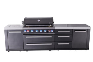 Mont Alpi Black Series 6-Burner Outdoor Kitchen Island with Extra Drawer Storage
