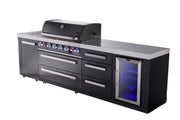 Mont Alpi Mont Alpi 6-burner black series outdoor kitchen island with extra storage cabinet and corner fridge module MAi805-BSSFCDR 727252550083