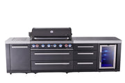 Mont Alpi Mont Alpi 6-burner black series outdoor kitchen island with extra storage cabinet and corner fridge module MAi805-BSSFCDR 727252550083