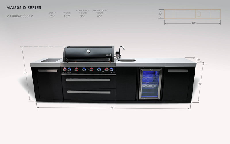 Mont Alpi Mont Alpi 805 Black Stainless Steel Island with a Beverage center MAi805-BSSBEV Outdoor Kitchen Pre-Built Bundle 689771009025