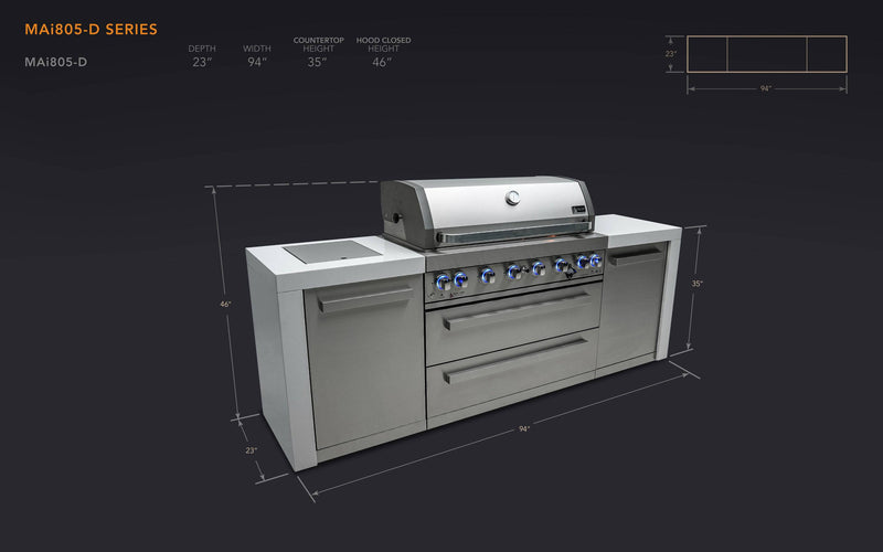 Mont Alpi Mont Alpi 805 Deluxe Island MAi805-D Outdoor Kitchen Pre-Built Bundle