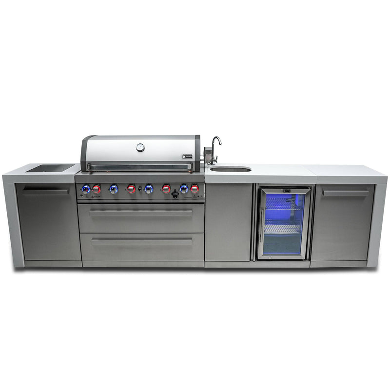 Mont Alpi Mont Alpi 805 Deluxe Island with a Beverage Center MAi805-DBEV Outdoor Kitchen Pre-Built Bundle 689771008783