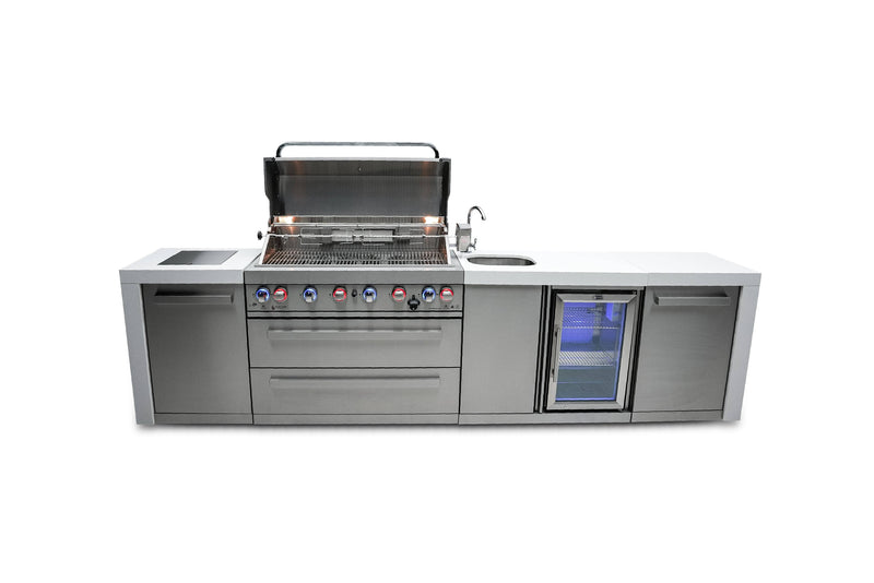Mont Alpi Mont Alpi 805 Deluxe Island with a Beverage Center MAi805-DBEV Outdoor Kitchen Pre-Built Bundle 689771008783
