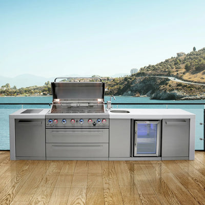 Mont Alpi Mont Alpi 805 Deluxe Island with a Beverage Center MAi805-DBEV Outdoor Kitchen Pre-Built Bundle 689771008783