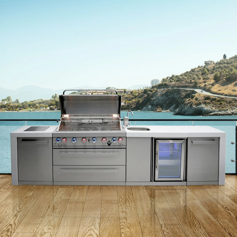 Mont Alpi Mont Alpi 805 Deluxe Island with a Beverage Center MAi805-DBEV Outdoor Kitchen Pre-Built Bundle 689771008783