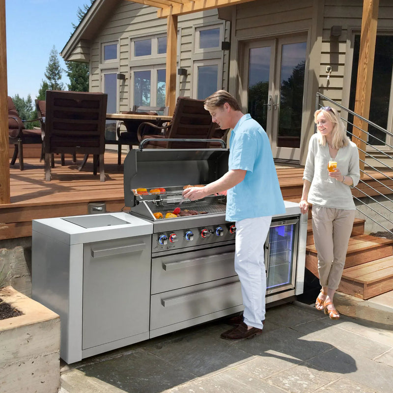 Mont Alpi Mont Alpi 805 Deluxe Island with a Fridge Cabinet MAi805-DFC Outdoor Kitchen Pre-Built Bundle 689771008981