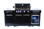 Mont Alpi 957 Black Stainless Steel Island with compact refrigerator