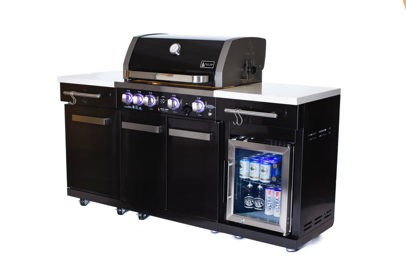 Mont Alpi Mont Alpi 957 Black Stainless Steel Island with compact refrigerator MA-957FC Outdoor Kitchen Pre-Built Bundle 645781121911