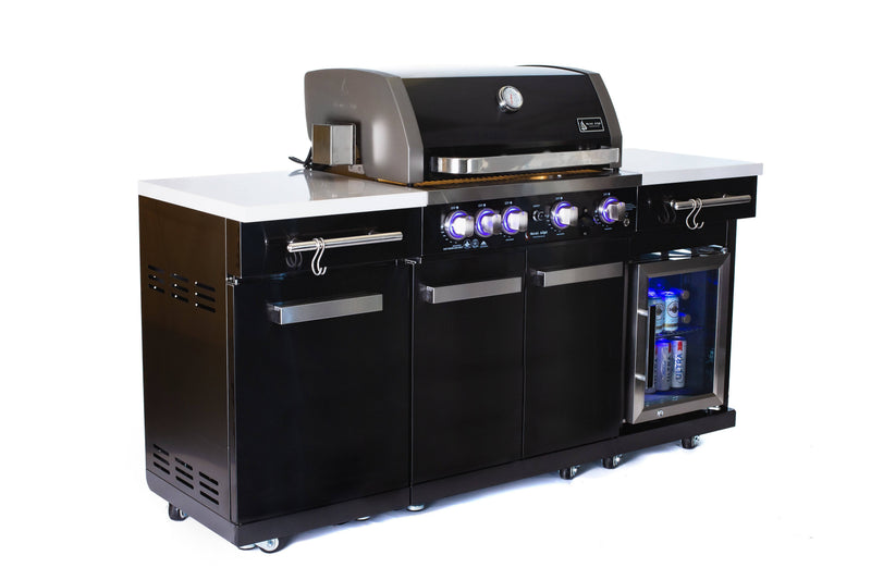 Mont Alpi Mont Alpi 957 Black Stainless Steel Island with compact refrigerator MA-957FC Outdoor Kitchen Pre-Built Bundle 645781121911