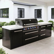 Mont Alpi Mont Alpi Black Series 6-Burner Outdoor Kitchen Island with Extra Drawer Storage MAi805-BSSDR Outdoor Kitchen Pre-Built Bundle