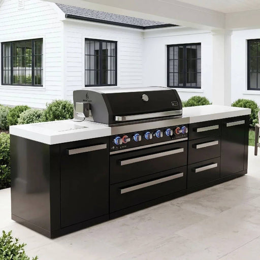 Mont Alpi Mont Alpi Black Series 6-Burner Outdoor Kitchen Island with Extra Drawer Storage MAi805-BSSDR Outdoor Kitchen Pre-Built Bundle
