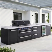 Mont Alpi Mont Alpi Black Series 6-Burner Outdoor Kitchen with Beverage Center & Storage MAi805-BSSBEVDR Outdoor Kitchen Pre-Built Bundle 727252560228
