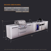 Mont Alpi Mont Alpi Deluxe Series 4-Burner Outdoor Kitchen Island with Beverage Center, Kamado & Storage MAi400-DBEVKAMXL