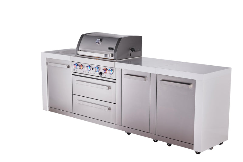 Mont Alpi Mont Alpi Deluxe Series 4-Burner Outdoor Kitchen Island with Storage Modules MAi400-DXL Outdoor Kitchen Pre-Built Bundle