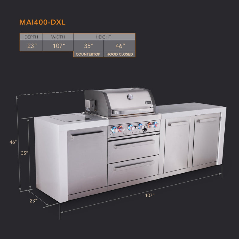 Mont Alpi Mont Alpi Deluxe Series 4-Burner Outdoor Kitchen Island with Storage Modules MAi400-DXL Outdoor Kitchen Pre-Built Bundle