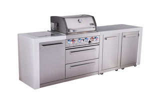 Mont Alpi Deluxe Series 4-Burner Outdoor Kitchen Island with Storage Modules