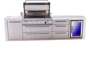 Mont Alpi Mont Alpi Deluxe Series 6-Burner Outdoor Kitchen Island with Refrigerator & Storage Modules MAi805-DFCDR Outdoor Kitchen Pre-Built Bundle
