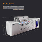 Mont Alpi Mont Alpi Deluxe Series 6-Burner Outdoor Kitchen Island with Refrigerator & Storage Modules MAi805-DFCDR Outdoor Kitchen Pre-Built Bundle